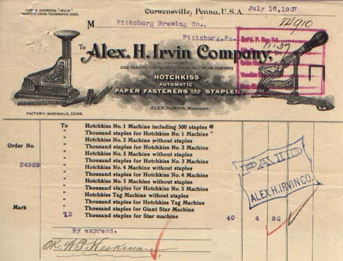 Details about   1898 Hallowell Maine Boston Flint Paper Company Graphic Billhead 